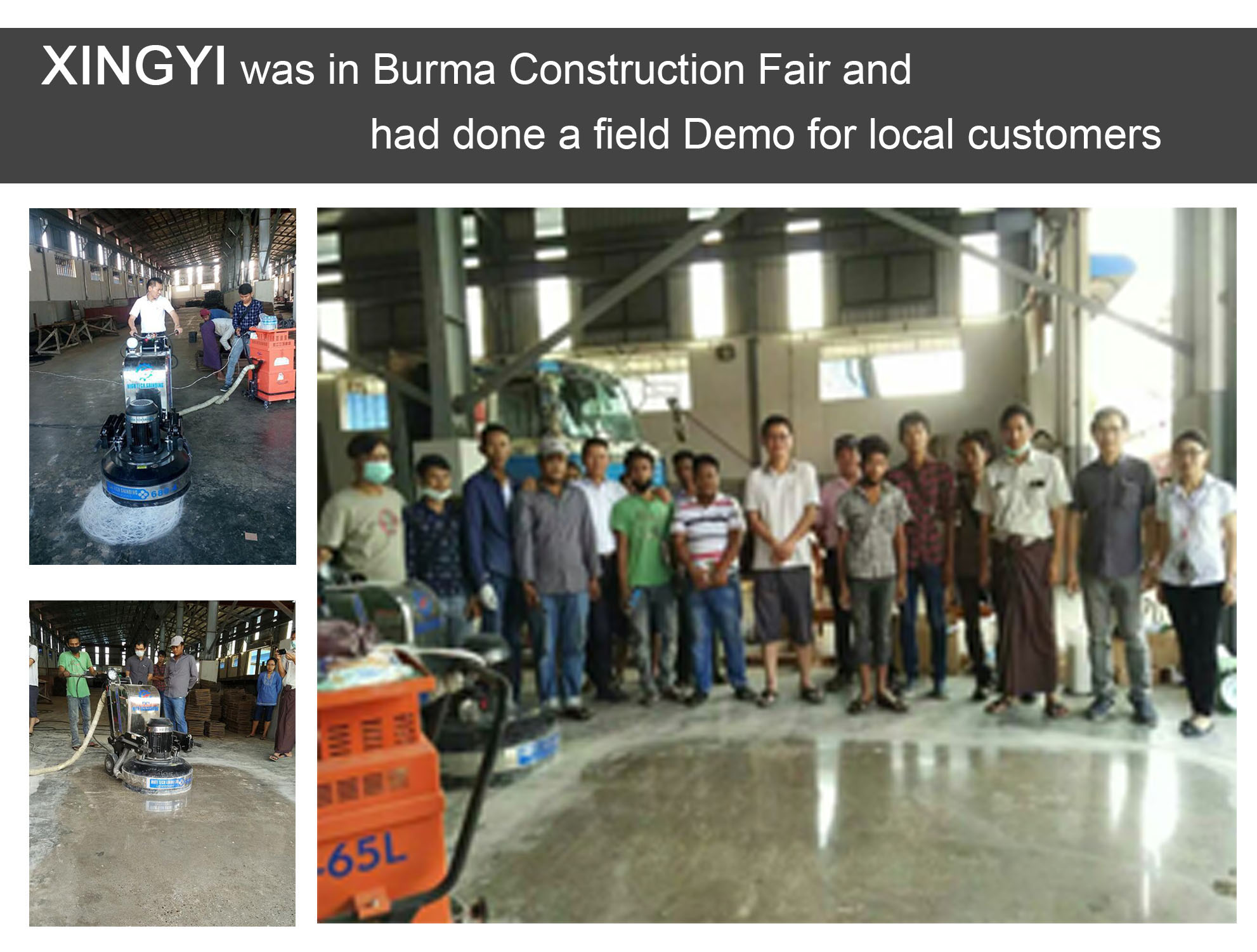 XINGYI 버마 건설 공정 되었고 지역 고객에 대 한 필드 데모를 완료 했다. 
